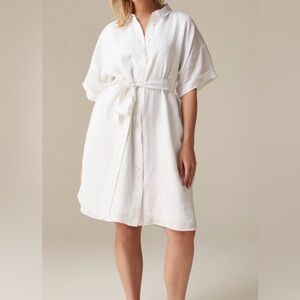 J Crew Linen Shirt Dress, Matching Shorts White Linen Beach Cruisewear Size XL